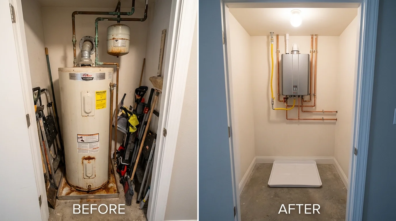 Tank water heater versus wall-mounted tankless unit comparison for Lancaster, NH homeowners